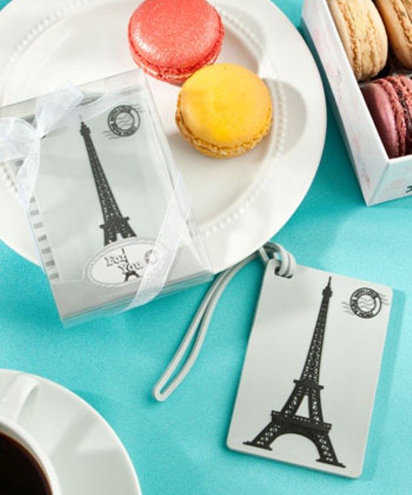 Paris Eiffel Tower luggage tag favors