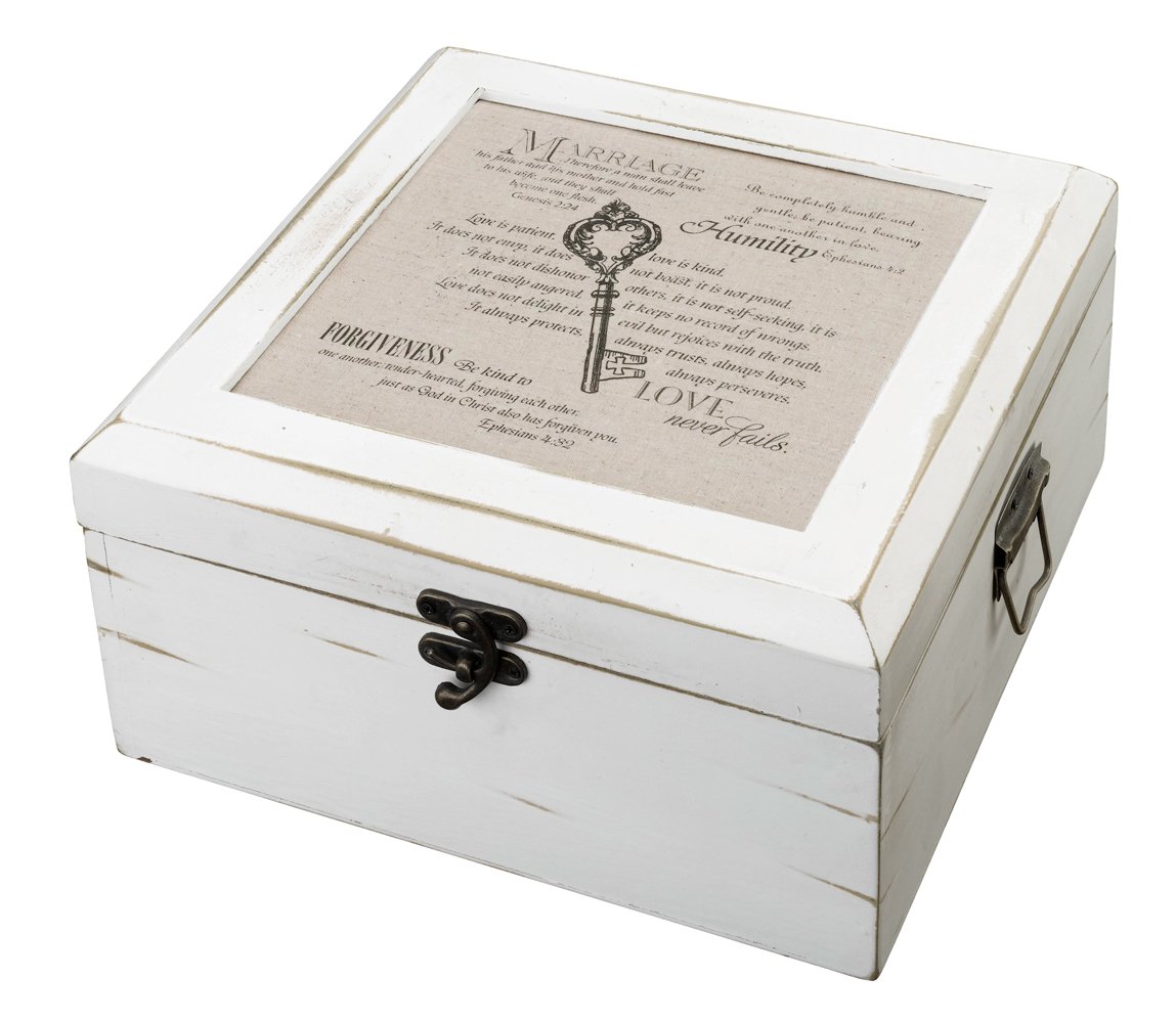 Antique White Card Box - Christian