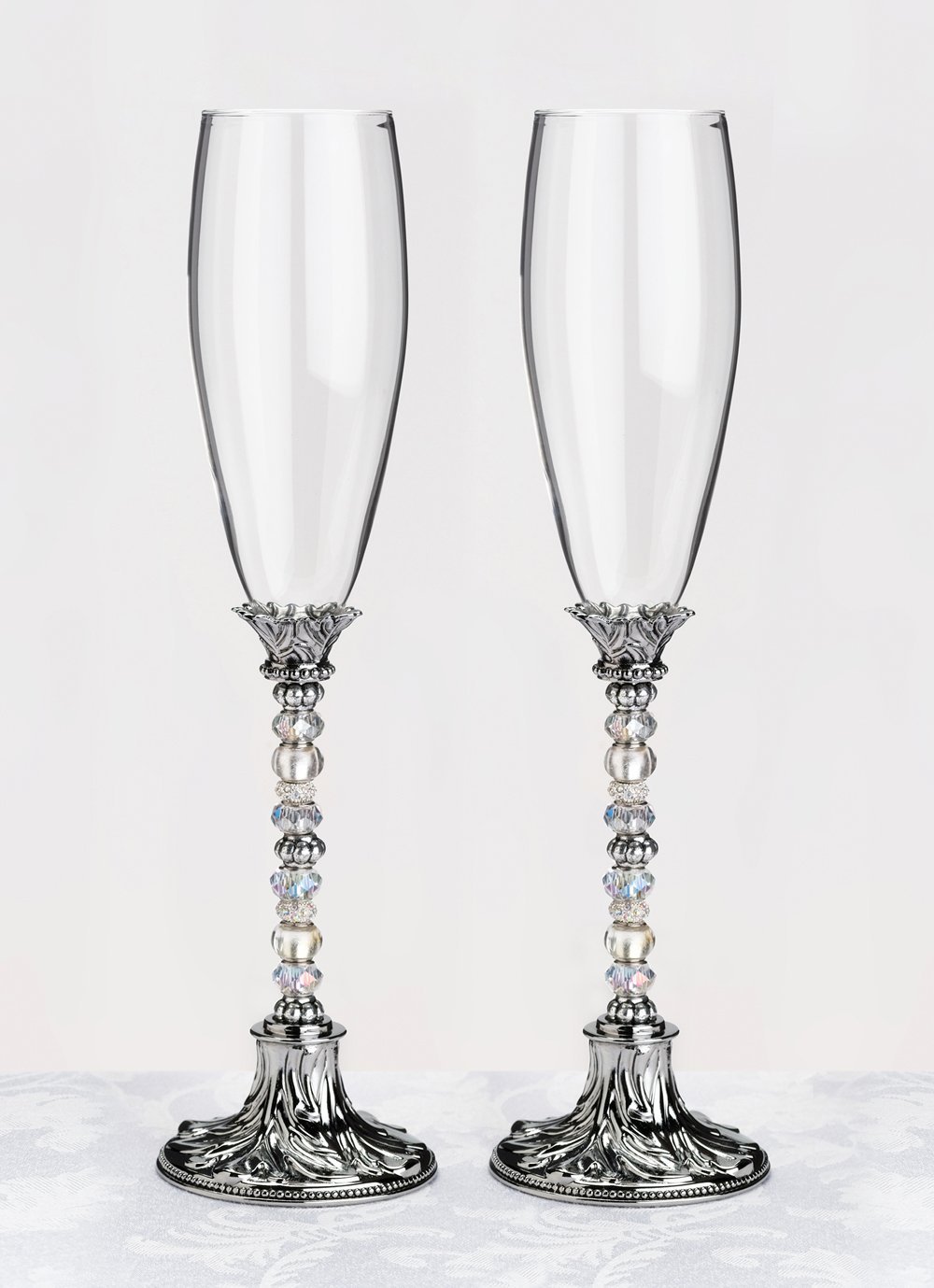 Beaded Toasting Glasses - Silver