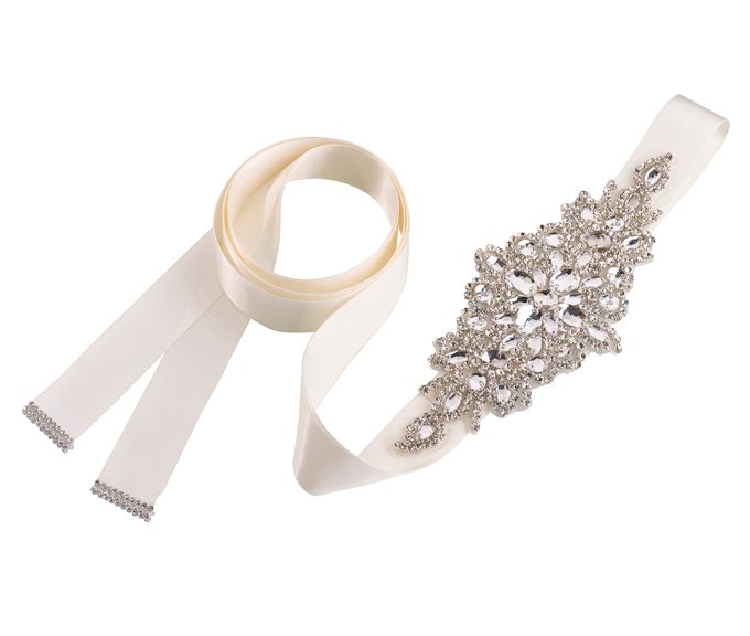 Rhinestone Bridal Belt - Ivory