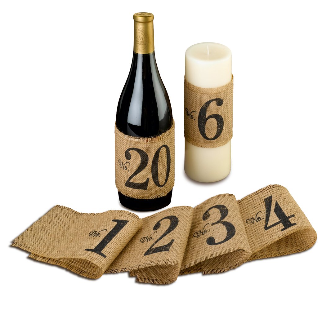 Burlap Table Number Wraps (Numbers 1-20)