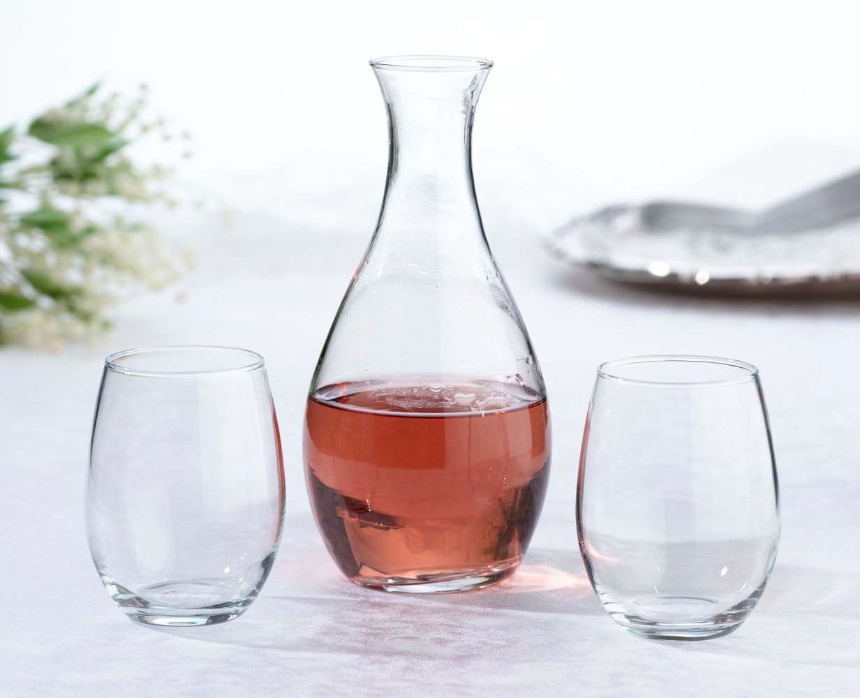 Decanter & 2 Stemless Wine Glasses Ceremony Set