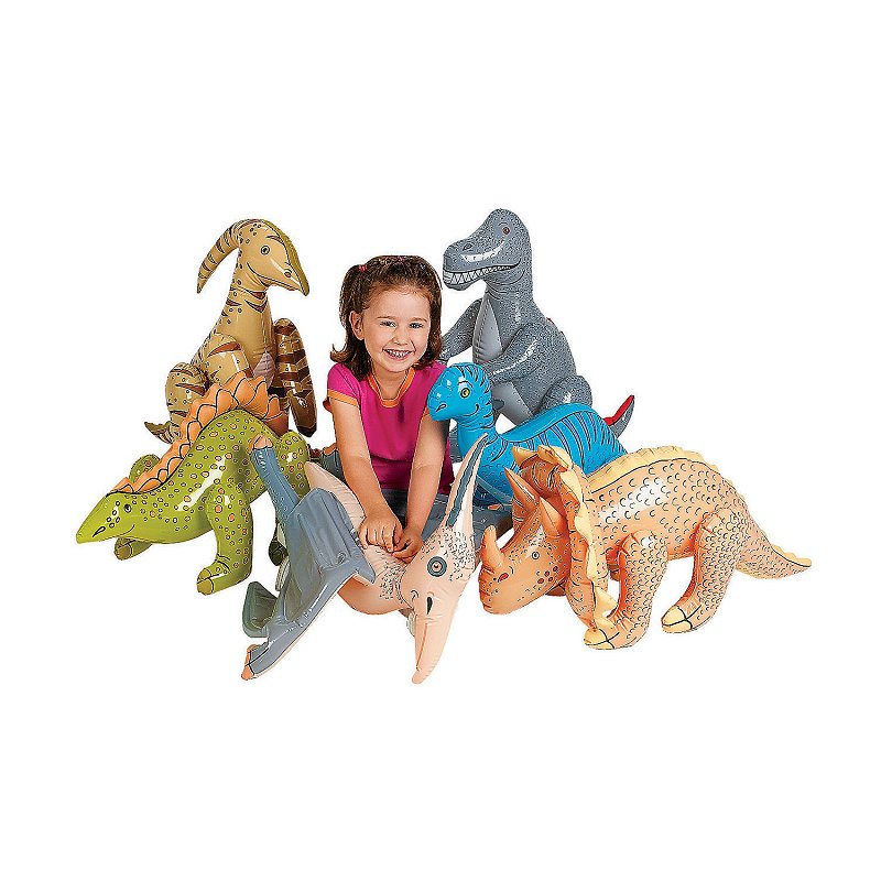 6 Assorted Inflatable Jumbo Dinosaurs