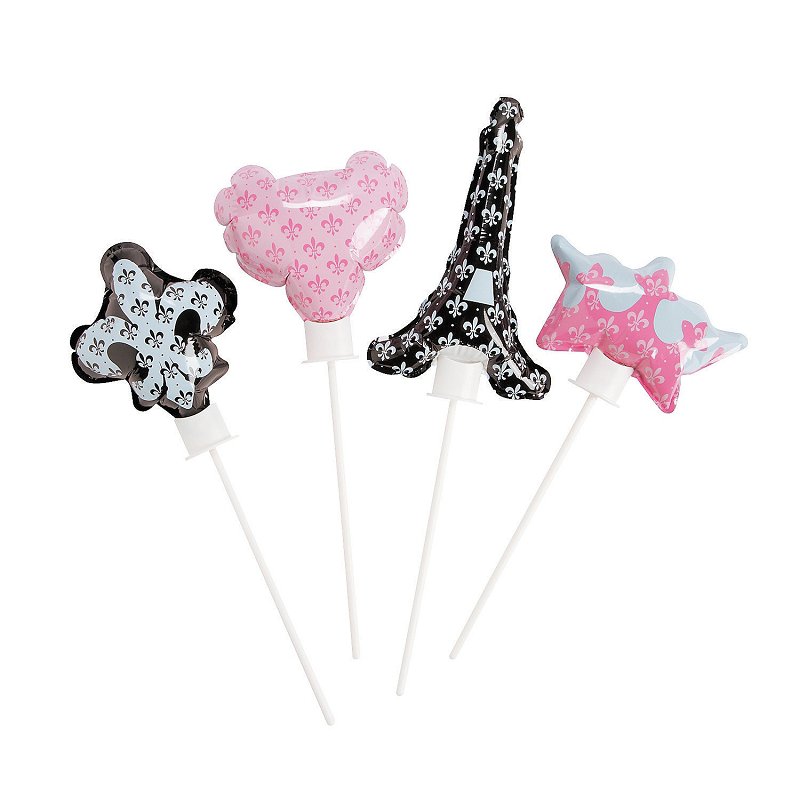 12 x Perfectly Paris Self-Inflating Mylar Balloons