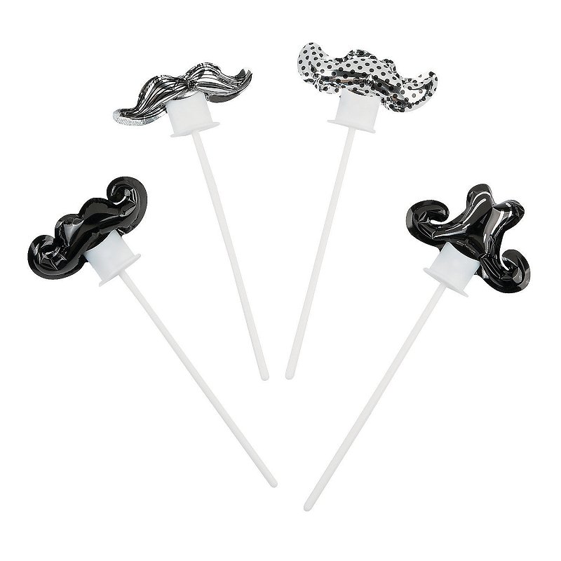 12 x Mustache Self-Inflating Mylar Balloons