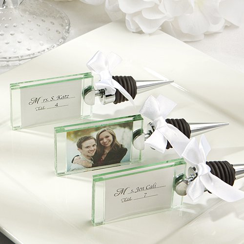 Photo place card holder wine bottle stopper
