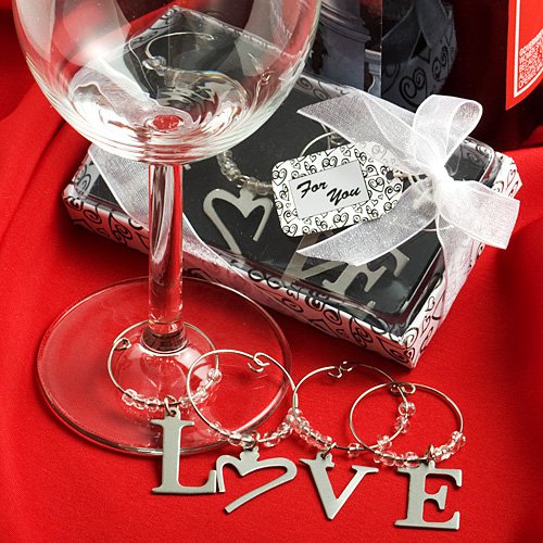 LOVE wine charm favors