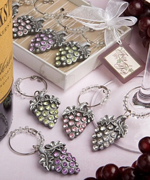 Glistening grape design wine charm sets