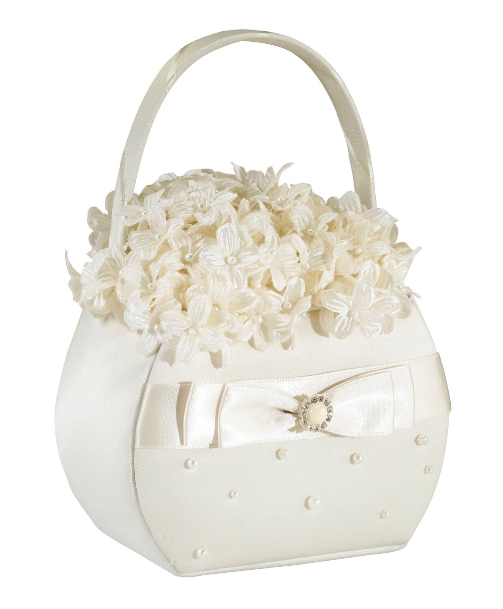 Scattered Pearl Flower Basket - Ivory