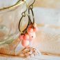 Dangling pink coral earrings