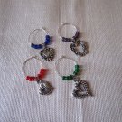 Pewter Heart Wine Charms