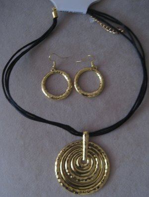 Gold Statement Necklace Set with Earrings