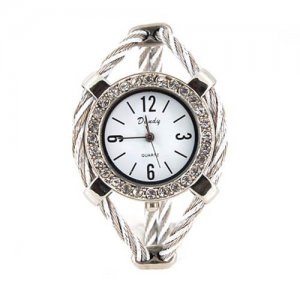 Women's Quartz Wrist Watch with Diamond Decoration (Silver)