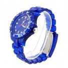 Round Watch Dial Plastic Watchband Women's and Men's Wrist Watch with Water Resistant and Calendar