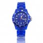 Round Watch Dial Plastic Watchband Women's and Men's Wrist Watch with Water Resistant and Calendar