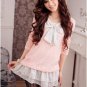 New hot sale Dresses Pink Cotton&Chiffon Unique Dress with Ribbon