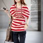 New Hot sale T-shirts Red&White Cotton Striped Chic T-shirt