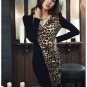 New Hot sale dresses Black Cotton Long-Sleeved Sexy Leopard Dress
