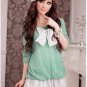 New Hot sale dresses  Gren Cotton&Chiffon Unique Dress with Ribbon
