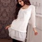 New Hot sale dresses  White Cotton&Chiffon Unique Dress with Ribbon