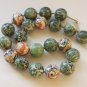 Green Jade and Paper Coated Beads Necklace