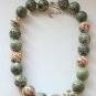 Green Jade and Paper Coated Beads Necklace