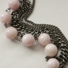 Black Gunmetal Chains and Pink Beads Bracelet