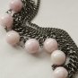 Black Gunmetal Chains and Pink Beads Bracelet