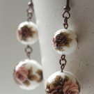 Antique Copper and Vintage Roses Earrings