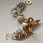 White floral cotton beads and brown satin ribbon bracelet