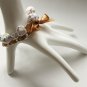 White floral cotton beads and brown satin ribbon bracelet