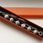 Cotton beads and dark brown satin ribbon bracelet
