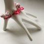 Cotton beads and pink satin ribbon bracelet
