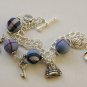 Blue Tartan and Tibetan Silver Beads Bracelet