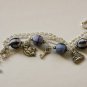 Blue Tartan and Tibetan Silver Beads Bracelet