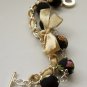 Cotton beads and beige satin ribbon bracelet