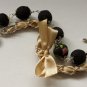 Cotton beads and beige satin ribbon bracelet