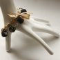 Cotton beads and beige satin ribbon bracelet