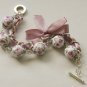 Cotton beads and lilac satin ribbon bracelet