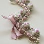 Cotton beads and lilac satin ribbon bracelet