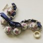 Cotton beads and blue satin ribbon bracelet