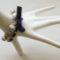 Cotton beads and blue satin ribbon bracelet