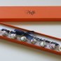 Cotton beads and blue satin ribbon bracelet