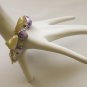 Violet cotton beads and yellow satin ribbon bracelet
