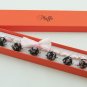 Black floral cotton beads and rose satin ribbon bracelet