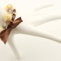 Yellow floral cotton beads and brown satin ribbon bracelet