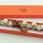 Yellow floral cotton beads and brown satin ribbon bracelet