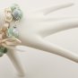 Light green floral cotton beads and beige satin ribbon bracelet