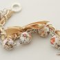 White floral cotton beads and eggshell satin ribbon bracelet