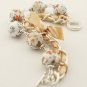White floral cotton beads and eggshell satin ribbon bracelet